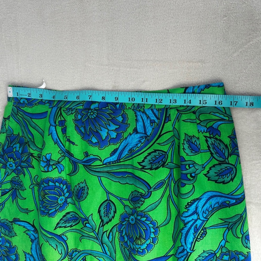 BRECKENRIDGE GREEN BLUE Paisley LINEN/RAYON Pencil Straight Skirt UK 16/US 12 - Picture 5 of 6